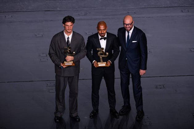 IPA88045592 - Mile Svilar and Donyell Malen - AIC 2026 Grand Soccer Gala, at the Teatro alla Scala in Milan, Italy, on September 2, 2026.  Copyright: xRiccardoxSpadettoxDexPaulis IPAxSportx xx 88045592