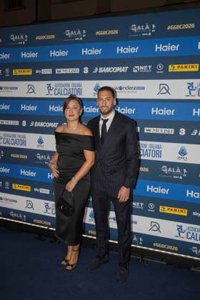 IPA88046153 - Sinem Gundogdu and Hakan Calhanoglu at the AIC 2026 Gran Gala del Calcio, Other, in Milan, Italy, September 2, 2026  Copyright: xLucaxMicheli IPAxSportx xx 88046153
