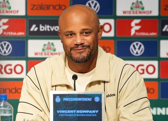 Vincent Kompany (FC Bayern Muenchen, Cheftrainer) beantwortet Fragen bei der Pressekonferenz nach dem Spiel. GER, VfL Osnabrück vs FC Bayern München, DFB-Pokal, 1. Runde, Saison 2026-27, Bremer Brücke, Osnabrück, 02.09.2026 DFL REGULATIONS PROHIBIT ANY USE OF PHOTOGRAPHS AS IMAGE SEQUENCES AND OR QUASI-VIDEO Foto: HMB Media Scott W. Coleman Osnabrück Bremer Brücke Niedersachsen GER Copyright: xScottxW.xColemanx