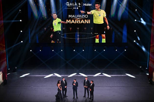 Gran Gala Del Calcio AIC Referee Maurizio Mariani is seen on stage during the Gran Gala del Calcio AIC at La Scala theater in Milan, Italy, on September 2, 2026. Milano Italy Milano Italy  Copyright: xTizianoxBallabiox originalFilename:ballabio-grangald260902_npd67.jpg