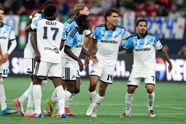 September 2, 2026, Vancouver, Bc, CANADA: CF Montreal s Dani Pereira (right) celebrates his goal against the Vancouver Whitecaps with his teammates during first half Canadian Championship semifinal soccer action in Vancouver on Wednesday, September 2, 2026. Canada News - September 2, 2026  - ZUMAc35_ 20260902_zaf_c35_118 Copyright: xEthanxCairnsx