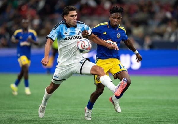 September 2, 2026, Vancouver, Bc, CANADA: CF Montreal s Daniel Rios, left, and Vancouver Whitecaps Edier Ocampo vie for the ball during first half Canadian Championship semifinal soccer action in Vancouver on Wednesday, September 2, 2026. Canada News - September 2, 2026  - ZUMAc35_ 20260902_zaf_c35_123 Copyright: xEthanxCairnsx