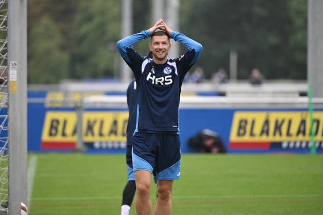 Edin Dzeko (FC Schalke 04) 03.09.2026, Fussball 1. Bundesliga, Saison 2026 2027, Training FC Schalke 04 Gelsenkirchen Trainingsgelände Nordrhein Westfalen Deutschland *** Edin Dzeko, FC Schalke 04, September 9, 2026; Soccer, Bundesliga 1, 2026–2027 season; FC Schalke 04 training session in Gelsenkirchen, North Rhine-Westphalia, Germany Team2
