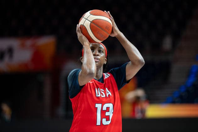 United States Team Practice - FIBA Women s Basketball World Cup 2026. Jackie Young is seen during practice of the United States national team, Nationalteam at the FIBA Women s Basketball World Cup 2026 in Berlin, Germany, on September 3, 2026. Berlin Germany  Copyright: xMarcinxGolbax originalFilename:golba-unitedst260903_npH1J.jpg