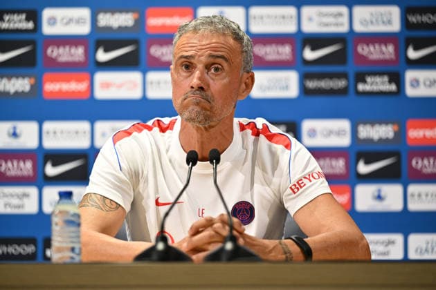 Paris Saint-Germain holds media day at PSG Campus POISSY, FRANCE - SEPTEMBER 03: Luis Enrique, head coach of Paris Saint-Germain (PSG), speaks during a press conference, PK, Pressekonferenz at the PSG Campus in Poissy, west of Paris, France on September 3, 2026. Mustafa Yalcin Anadolu Poissy France. Editorial use only. Please get in touch for any other usage.  Copyright: x2026xAnadoluxMustafaxYalcinx