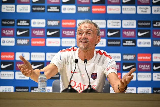 Paris Saint-Germain holds media day at PSG Campus POISSY, FRANCE - SEPTEMBER 03: Luis Enrique, head coach of Paris Saint-Germain (PSG), speaks during a press conference, PK, Pressekonferenz at the PSG Campus in Poissy, west of Paris, France on September 3, 2026. Mustafa Yalcin Anadolu Poissy France. Editorial use only. Please get in touch for any other usage.  Copyright: x2026xAnadoluxMustafaxYalcinx