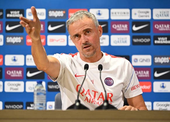 Paris Saint-Germain holds media day at PSG Campus POISSY, FRANCE - SEPTEMBER 03: Luis Enrique, head coach of Paris Saint-Germain (PSG), speaks during a press conference, PK, Pressekonferenz at the PSG Campus in Poissy, west of Paris, France on September 3, 2026. Mustafa Yalcin Anadolu Poissy France. Editorial use only. Please get in touch for any other usage.  Copyright: x2026xAnadoluxMustafaxYalcinx