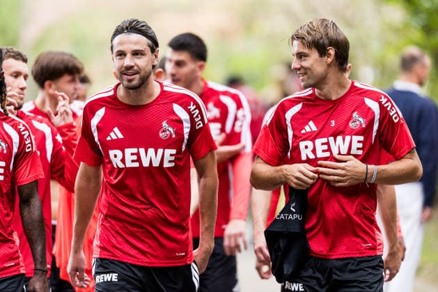 COLOGNE, GERMANY - SEPTEMBER 03: Imad Rondic (1. FC Koeln, 15), Borna Sosa (1. FC Koeln, 3) during a training session of season 2026 27 at Geissbockheim on September 03, 2026 in Cologne, Germany. North Rhine Westphalia Germany Copyright: xSteffiexWunderlx