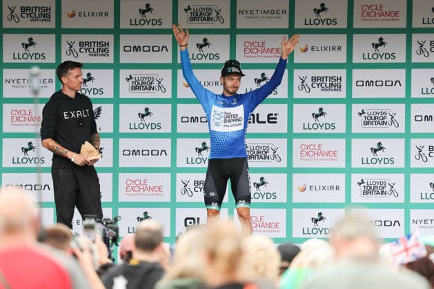 2026 Lloyds Tour of Britain Men Picture by Alex Whitehead SWpix.com - 03 09 2026 - Cycling - UCI ProSeries - 2026 Lloyds Tour of Britain Men - Stage 2: Boston to Skegness (181.1km) - Michal Schuran (Team United Shipping) wearing the king of the mountains jersey Copyright: x xSWpix.comx(t axPhotographyxHubxLtd)xAlexxWhitehead SWpix.comx SWP-3030-21954