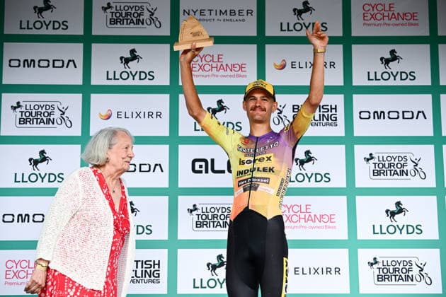 2026 Lloyds Tour of Britain Men Picture by Simon Wilkinson SWpix.com - 03 09 2026 - Cycling - UCI ProSeries - 2026 Lloyds Tour of Britain Men - Stage 2: Boston to Skegness (181.1km) - Jonah Killy (Tarteletto - Isorex) Winner of most combative Copyright: x xSWpix.comx(t axPhotographyxHubxLtd)xSimonxWilkinson SWpix.comx SWP-3030-21956