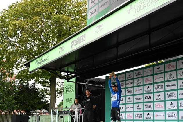 2026 Lloyds Tour of Britain Men Picture by Zac Williams SWpix.com - 03 09 2026 - Cycling - UCI ProSeries - 2026 Lloyds Tour of Britain Men - Stage 2: Boston to Skegness (181.1km) - Michal Schuran (Team United Shipping) wearing the king of the mountains jersey Cycling Copyright: x xSWpix.comx(t axPhotographyxHubxLtd)xZacxWilliams SWpix.comx SWP-3030-21959