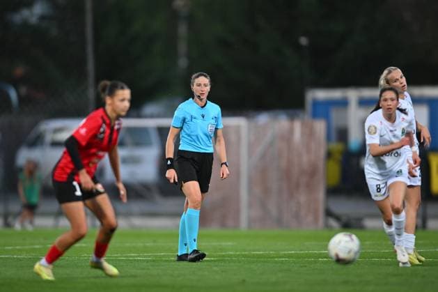 FK Csikszereda v Breidablik - UEFA Women s Europa Cup Referee Franziska Wildfeuer reacts during the UEFA Women s Europa Cup 2026 2027 first qualifying round match between FK Csikszereda and Breidablik at Municipal Stadium in Miercurea Ciuc, Romania, on September 2, 2026. Miercurea Ciuc Romania  Copyright: xAlexxNicodimx originalFilename:nicodim-fkcsiksz260903_npV8L.jpg