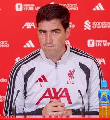 Football - FA Premier League - Ipswich Town FC v Liverpool FC - MD-1 KIRKBY, ENGLAND - Thursday, September 3, 2026: Liverpool s head coach Andoni Iraola speaks at a pre-match press conference, PK, Pressekonferenz at the AXA Training Centre ahead of the FA Premier League match between Ipswich Town FC and Liverpool FC. (Photo by Propaganda) KIRKBY AXA Training Centre MERSEYSIDE ENGLAND  Copyright: xDavidxRawcliffex 2026-09-03-006-Iraola_Press_Conf