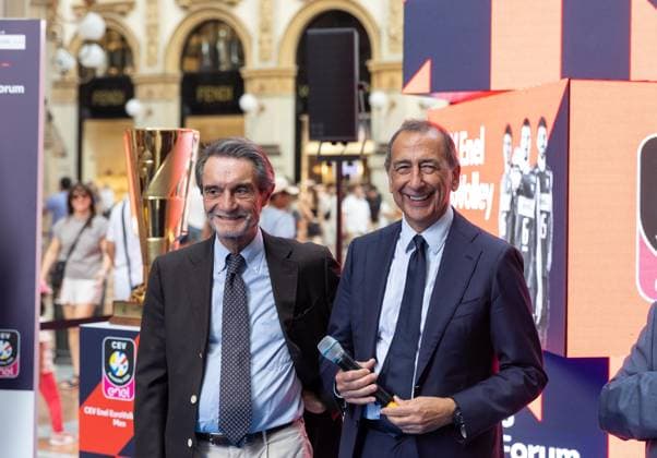 Attilio Fontana e Giuseppe Sala. Presentazione CountDown Clock del Prossimo Cel Enel Eurovolley 2026 in Galleria Vittorio Emanuele. GiovedÃ¬ 3 settembre 2026. Milano, Italia. (foto Stefano Porta LaPresse) Unveiling of the Countdown Clock for the upcoming Enel EuroVolley 2026 in Galleria Vittorio Emanuele. - Milan, Italy - September 3, 2026 (photo Stefano Porta LaPresse)  Copyright: xStefanoxPortax LaPressex