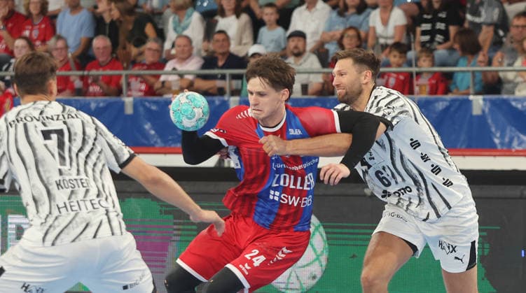 Bietigheim, Opel HBL Handball, SG BBM Bietigheim vs. THW Kiel, center: Maxim Orlov (BBM)