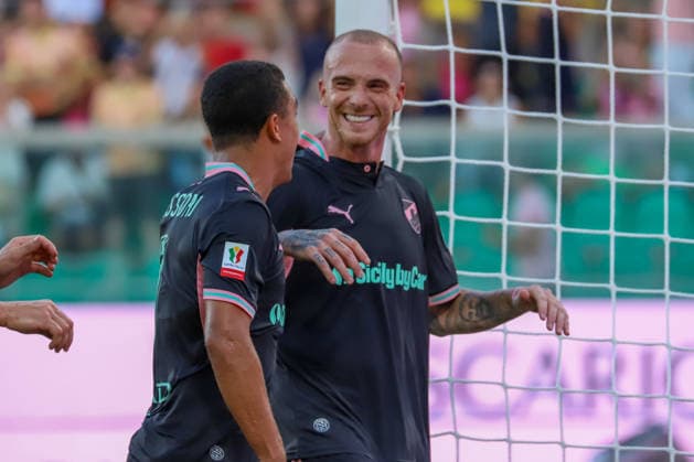 IPA88076206 - Antonio Palumbo (Palermo F.C.) celebrates after scoring a goal during the Coppa Italia Round of 16 match between Palermo F.C. and Mantova 1911 at Renzo Barbera Stadium in Palermo, Italy, on September 3, 2026.  Copyright: xVincenzoxOrlando IPAxSportx xx 88076206