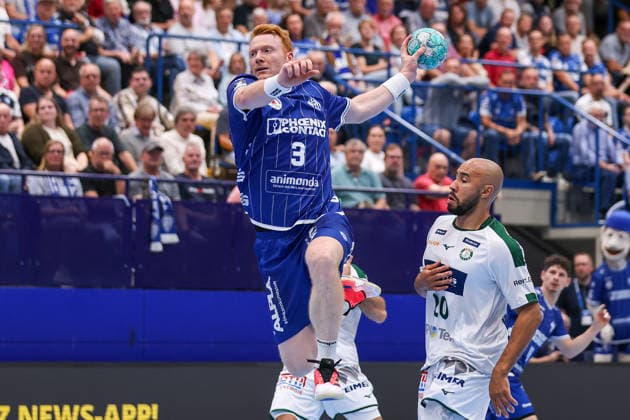 September 3, 2026, xkwix, Handball, Handball Bundesliga, TBV Lemgo Lippe vs. HSG Wetzlar, PHOENIX CONTACT arena, Matchday 2, 2026–2027 season: Nicolai Theilinger of TBV Lemgo Lippe 3 jumping to take a shot. Photo by xKamilxWilkowskixPressefotoKochx, North Rhine-Westphalia, Germany