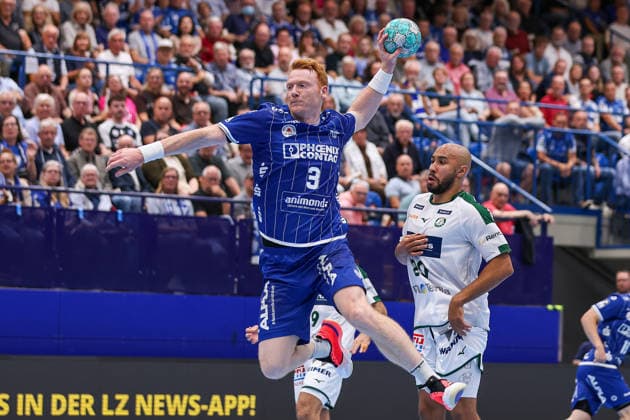 September 3, 2026, xkwix, Handball, Handball Bundesliga, TBV Lemgo Lippe vs. HSG Wetzlar, PHOENIX CONTACT arena, Matchday 2, 2026–2027 season: Nicolai Theilinger of TBV Lemgo Lippe 3 jumping to take a shot. Photo by xKamilxWilkowskixPressefotoKochx, North Rhine-Westphalia, Germany