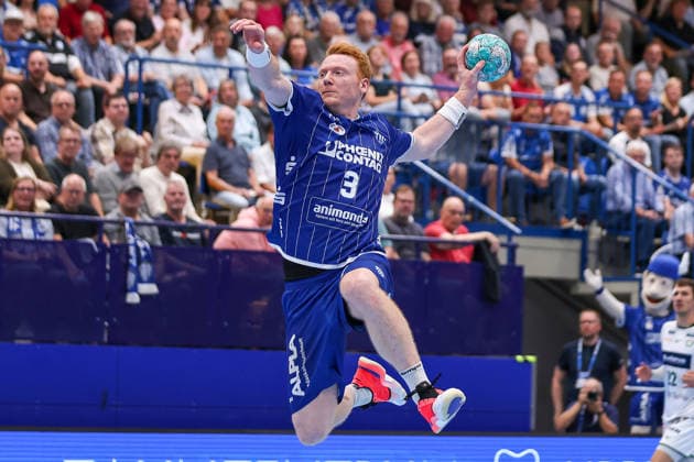 September 3, 2026, xkwix, Handball, Handball Bundesliga, TBV Lemgo Lippe vs. HSG Wetzlar, PHOENIX CONTACT arena, Matchday 2, 2026–2027 season: Nicolai Theilinger of TBV Lemgo Lippe 3 jumping to take a shot. Photo by xKamilxWilkowskixPressefotoKochx, North Rhine-Westphalia, Germany