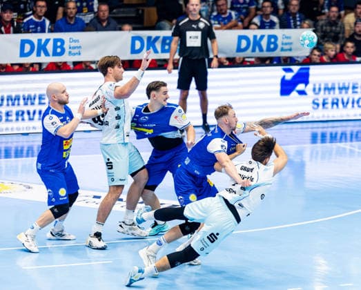 September 3, 2026, GER, Handball, Men, Season 26–27, Opel 1st Division, Matchday 2, ThSV Eisenach vs. HBW Balingen-Weilstetten, Magnus Grupe (HBW Balingen-Weilstetten), Dominik Solak (ThSV Eisenach), 30 99817 Eisenach, Werner Assmann, Halle am Sportpark, Thuringia, Germany