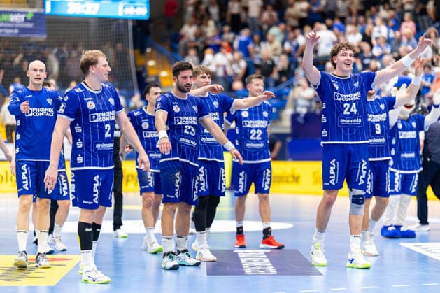 The TBV Lemgo Lippe players celebrate their 31–27 victory after the game. GER, TBV Lemgo Lippe vs. HSG Wetzlar, Handball, 1st Bundesliga, Matchday 2, 2026–2027 season, September 3, 2026, GER, TBV Lemgo Lippe vs. HSG Wetzlar, Handball, 1st Bundesliga, Matchday 2, 2026–2027 season, September 3, 2026, Lemgo Copyright: xEibner-Pressefoto JanxRollingerx EP_JSK