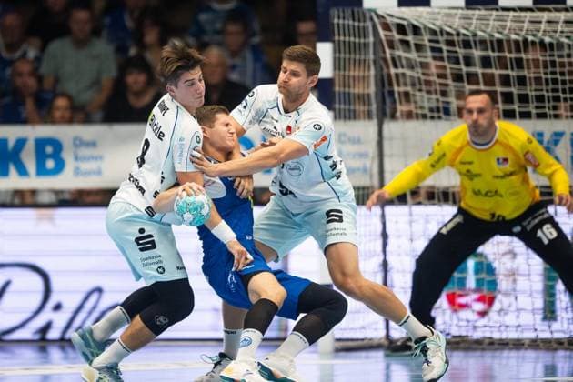 HANDBALL OPEL HBL THSV EISENACH HBW BALINGEN WEILSTETTEN ** FOR EDITORIAL PURPOSES ONLY ** EDITORIAL USE ONLY ** p September 3, 2026 Eisenach Handball Opel Handball 1st Bundesliga Season 2026–2027 Werner Assmann Hall Matchday 2 ThSV Eisenach vs. HBW Balingen Weilstetten in the photo: Elias Scholtes 4 ThSV Eisenach in a duel with Magnus Grupe 8 HBW Balingen Weilstetten and Georg Pöhle 94 HBW Balingen Weilstetten Germany Thuringia Eisenach Copyright SaschaxFromm Copyright: SaschaxFromm doc87g10ldo0hfy0zz61bex ,EDITORIAL USE ONLY Copyright: SaschaxFromm