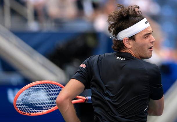US Open tennis tournament - Day 5 Taylor Fritz of USA in action against Mattia Bellucci of Italy during the Men s Singles second round of the US Open Tennis Championships in Flushing Meadows, New York, USA, 03 September 2026. FLUSHING MEADOWS NEW YORK United States  Copyright: xCRISTOBALxHERRERA-ULASHKEVICHx