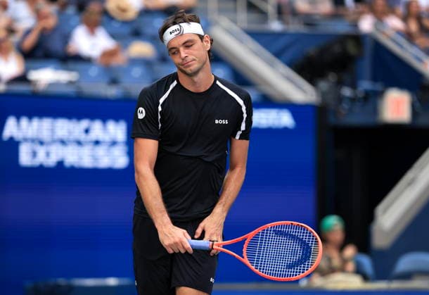 US Open tennis tournament - Day 5 Taylor Fritz of USA reacts as he plays against Mattia Bellucci of Italy during the Men s Singles second round of the US Open Tennis Championships in Flushing Meadows, New York, USA, 03 September 2026. FLUSHING MEADOWS NEW YORK United States  Copyright: xCRISTOBALxHERRERA-ULASHKEVICHx