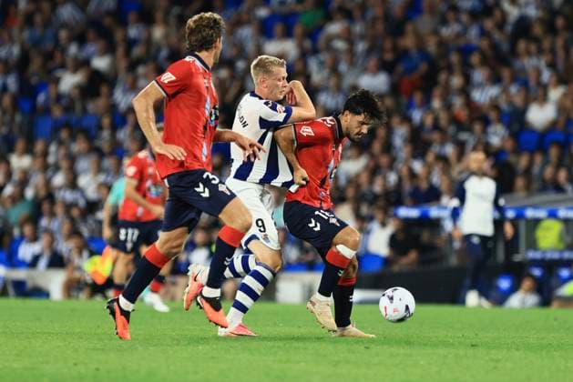 ESP LaLiga EA Sports Real Sociedad Celta de Vigo Orri Oskarsson of Real Sociedad and Yoel Lago of Celta de Vigo during the LaLiga EA Sports match between Real Sociedad and Celta de Vigo played at Anoeta Stadium in Gipuzkoa on September 3, 2026 in Spain, Gipuzkoa, Spain, Soccer Copyright: xAgenciaxLOFx