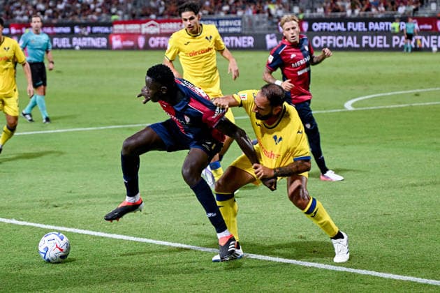 Cagliari s Paul Mendy in action during the Coppa Italia Frecciarossa soccer match between Cagliari Calcio and Hellas Verona at the Unipol Domus in Cagliari, Sardinia - Thursday 3rd september 2026. - Soccer  Copyright: xGianlucaxZuddas LaPressex