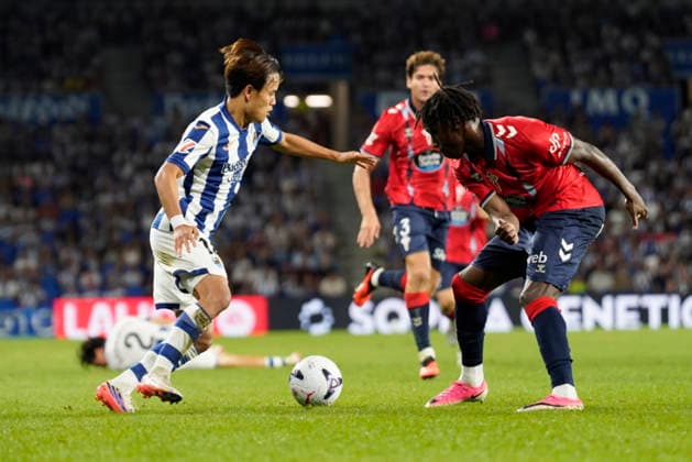 Takefusa Kubo of Real Sociedad seen during LaLiga EA Sports 26 27 game between teams of Real Sociedad and Celta Vigo (Mickael Ducint Ball Raw Images) San Sebastian Estadio Anoeta Spain Copyright: xMickaelxDucintx mickaelducint_RealSociedad_Celta479