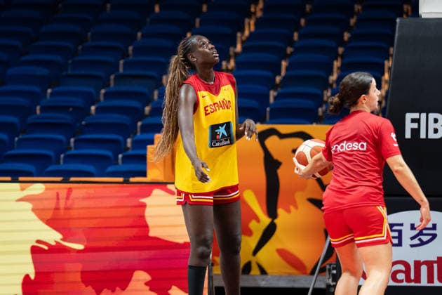 Spain Team Practice - FIBA Women s Basketball World Cup 2026. Awa Fam practices with the Spain national team, Nationalteam at the FIBA Women s Basketball World Cup 2026 in Berlin, Germany, on September 3, 2026. Berlin Germany  Copyright: xMarcinxGolbax originalFilename:golba-spaintea260903_npnYZ.jpg