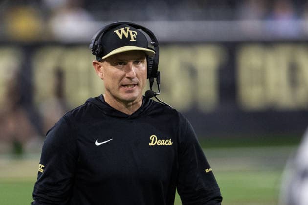NCAA, College League, USA Football 2026: Akron At Wake Forest Sep 03 September 3, 2026: Wake Forest Demon Deacons head coach Jake Dickert looks on during the second half against the Akron Zips in the NCAA football match up at Allegacy Stadium in Winston-Salem, NC. Mandatory Credit: Scott Kinser-Cal Media (Credit Image: Â Scott Kinser Cal Sport Media) Winston-Salem Nc United States EDITORIAL USE ONLY Copyright: xx ZUMA-20260903_zma_c04_084.jpg ScottxKinserx csmphotothree516560