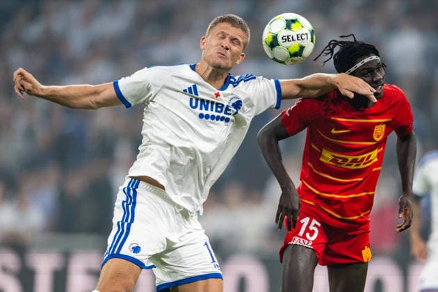 FC Copenhagen v FC Nordsjaelland, 3F Superliga football, Copenhagen, Denmark Copenhagen, Denmark. 03rd, September 2026. Andreas Cornelius (L) of FC Copenhagen and Stephen Acquah (15) of FC Nordsjaelland seen during the 3F Superliga match between FC Copenhagen and FC Nordsjaelland at Parken in Copenhagen. Denmark, Copenhagen, Parken  Copyright: xGonzalesxPhoto TobiasxJorgensenx
