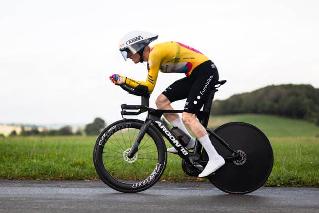Cycling, Stage 1 of the Sauerland Tour, 13.5-km individual time trial, September 4, 2026, Colin Stüssi (SUI), Team Vorarlberg, Brilon, North Rhine-Westphalia, Germany Copyright: xMarcelxHilgerx