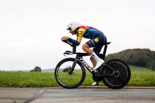 Cycling, Stage 1 of the Sauerland Tour, 13.5 km individual time trial, September 4, 2026, Martin Pedersen (DEN), Lidl Trek Future Racing, Brilon, North Rhine-Westphalia, Germany Copyright: xMarcelxHilgerx