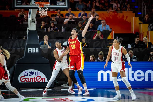 Basketball Berlin, September 4, 2026 FIBA Women’s Basketball World Cup Germany 2026 Preliminary Round Group United States of America (USA) China (CHN) Ziyu Zhang (China, No. 19) Aliyah Boston (USA, No. 14)