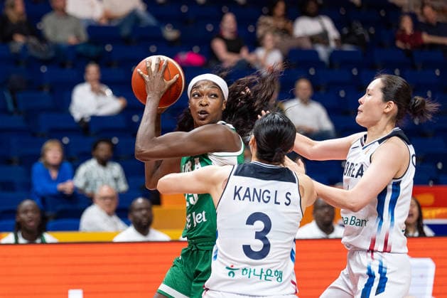 Victoria Macaulay (Nigeria), 25, with the ball; Leeseul Kang (Korea), 03; GER; Korea vs. Nigeria; Basketball; FIBA Women’s World Cup 2026; Group Stage; Matchday 1; September 4, 2026, Germany, Korea vs. Nigeria, Basketball, FIBA Women’s World Cup 2026, Matchday 1, September 4, 2026, Berlin Copyright: xEibner-Pressefoto MaxxVincenx EP_MVN