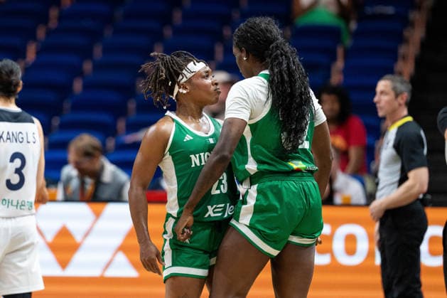 Ezinne Kalu (Nigeria), 23, celebrates with Rita Igbokwe (Nigeria), 32, GER, Korea vs. Nigeria, Basketball, 2026 FIBA Women s World Cup, Group Stage, Matchday 1, September 4, 2026, Germany, Korea vs. Nigeria, basketball, 2026 FIBA Women’s World Cup, Matchday 1, September 4, 2026, Berlin Copyright: xEibner-Pressefoto MaxxVincenx EP_MVN
