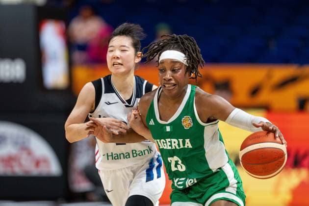 Rita Igbokwe of Nigeria, 32, dribbling; Yeeun Heo of Korea, 02; GER; Korea vs. Nigeria; Basketball; FIBA Women’s World Cup 2026; Group Stage; Matchday 1; September 4, 2026, GER, Korea vs. Nigeria, Basketball, 2026 FIBA Women’s World Cup, Matchday 1, September 4, 2026, Berlin Copyright: xEibner-Pressefoto MaxxVincenx EP_MVN