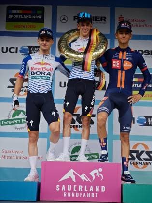September 4, 2026 xkhx Sauerland Tour 2026 International Stage Race Stage 2 Winner: Max Bock, Red Bull Bora hansgrohe Rookies 2nd Place: Paul Fietzke, Red Bull Bora hansgrohe Rookies 3rd Place: Alexandre Trouvain, Development Team Picnic PostNL