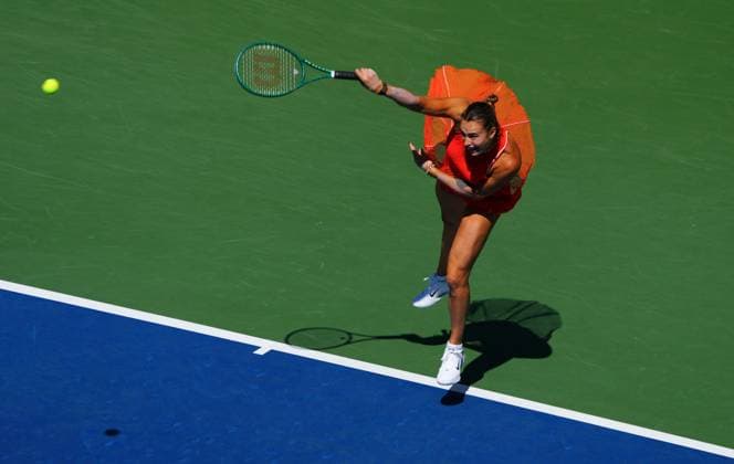 Aryna Sabalenka in third round action 2026 US Open, Day Six, USTA Billie Jean King National Tennis Center, New York, USA - 04 Sep 2026New York USTA Billie Jean King National T New York (NY) United States of America EDITORIAL USE ONLY No use with unauthorised audio, video, data, fixture lists, club league logos or live services. Online in-match use limited to 120 images, no video emulation. No use in betting, games or single club league player publications.  Copyright: xJavierxGarcia Shutterstockx 17133421g