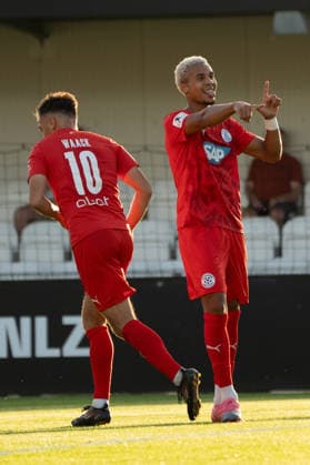 September 4, 2026, xhfmx, Regionalliga Southwest Soccer, Eintracht Frankfurt II vs. FC Astoria Walldorf: Maximilian Philipp Waack (FC Astoria Walldorf) and Kenny Freßle (FC Astoria Walldorf) celebrate the 0–1 goal against Eintracht Frankfurt U21—Goal, Celebration, Dreieich