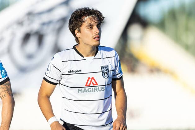 SSV Ulm 1846 Soccer vs. SGV Freiberg Heilbronn, Soccer, Regionalliga Southwest, Matchday 5, Donaustadion Ulm, September 4, 2026; cropped single image, portrait of Leander Nicolas Popp, SSV Ulm 1846 soccer, 33; SSV Ulm 1846 Soccer vs. SGV Freiberg Heilbronn, Soccer, Regionalliga Southwest, Matchday 5, Donaustadion Ulm, September 4, 2026, Photo by Lucca Fundel, Ulm Donaustadion, Baden-Württemberg, Germany