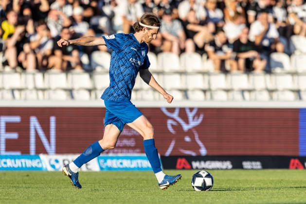 SSV Ulm 1846 Soccer vs. SGV Freiberg Heilbronn, Soccer, Regionalliga Southwest, Matchday 5, Donaustadion Ulm, September 4, 2026, cropped single image, Scott Kennedy, SGV Heilbronn Freiberg, 28, SSV Ulm 1846 Soccer vs. SGV Freiberg Heilbronn, Soccer, Regionalliga Southwest, Matchday 5, Donaustadion Ulm, September 4, 2026; Photo by Lucca Fundel, Ulm Donaustadion, Baden-Württemberg, Germany