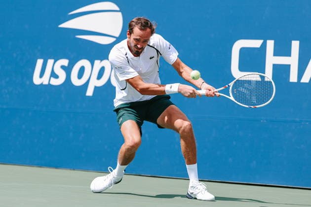 US Open tennis tournament - Day 6 Daniil Medvedev of Russia in action against Arthur Rinderknech of France during the Men™s Singles round 3 of the US Open Tennis Championship at the USTA Billie Jean King National Tennis Center in Flushing Meadows, New York, USA, 04 September 2026. The 2026 US Open tournament runs from 23 August through 13 September. FLUSHING MEADOWS NEW YORK United States  Copyright: xOlgaxFedorovax