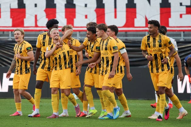 Aachen celebrates after Lukas Scepanik (Alemannia Aachen, No. 7) scores the 0-1 goal in the match between FC Ingolstadt 04 and Alemannia Aachen on September 4, 2026, DFB regulations prohibit any use of photographs as image sequences and or quasi-video. GER, Soccer, 3. Liga, Matchday 4, FC Ingolstadt 04 vs. Alemannia Aachen, September 4, 2026, Audi Sportpark Ingolstadt Copyright: xEibner-Pressefoto OliverxSTRISCHx EP-OSH