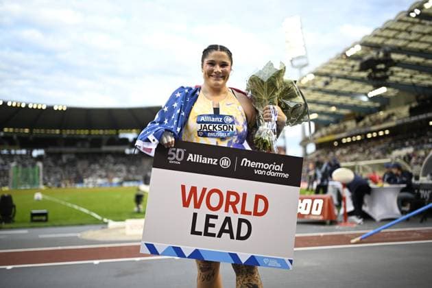 United States s Chase Jackson pictured during the shot put event at the 50th edition of the Memorial Van Damme Diamond League athletics event in Brussels, Friday 4 September 2026. JASPERxJACOBS  x185252090x