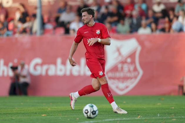 September 4, 2026, Men s Soccer, 2026–2027 Season, Bavarian Regional League, Matchday 7: TSV Aubstadt vs. SpVgg Ansbach (Tim Hüttl 3), TSV Aubstadt in possession, Sulzfeld School Stadium, Aubstadt, NGN Arena, Bavaria, Germany