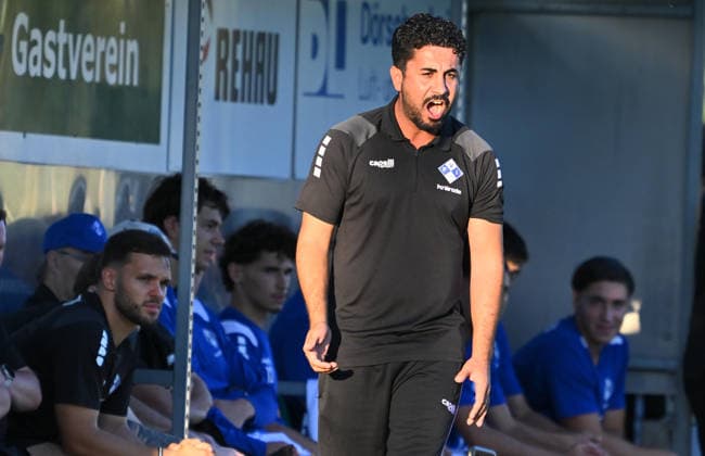 September 4, 2026 Soccer Season 2026–2027 Bavarian Regional League Matchday 07 SC Eltersdorf vs. SCE Quecken FV Illertissen xwoxzix Walid Khaled, coach of FV Illertissen, calls out, shouts, roars